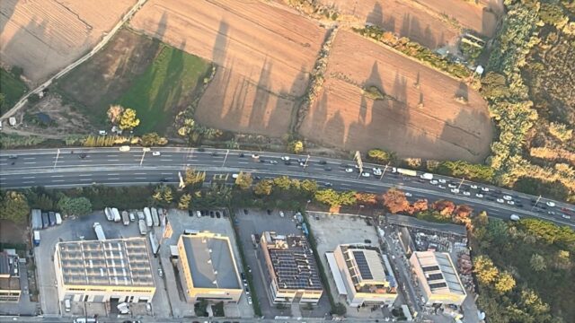 Imatge de la zona de l'accident de moto a la C-32 (Trànsit)